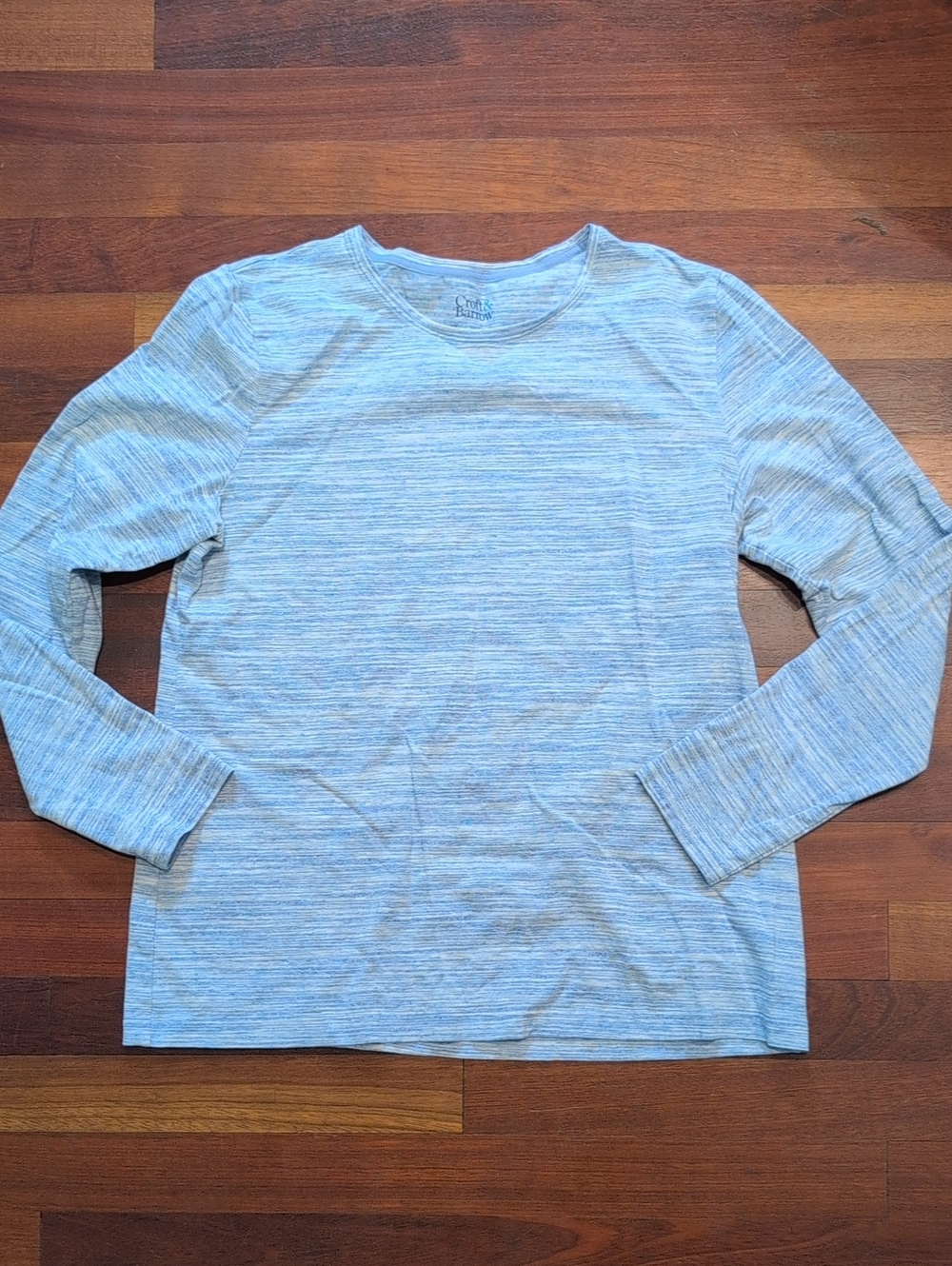 croft & barrow Light Blue Heather Long-Sleeve Crewneck Tee